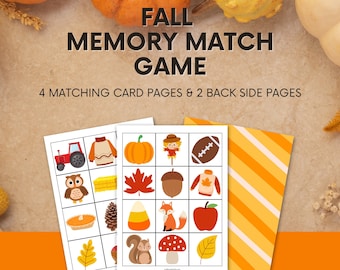 Fall Memory Match Game: Autumn Activity for Kids (Digital Download)