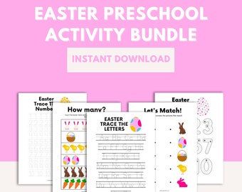 Easter Preschool Activity Bundle, Preschool Worksheets, Preschool Printable, Preschool Math, Easter Day Worksheet, Preschool Writing, Easter