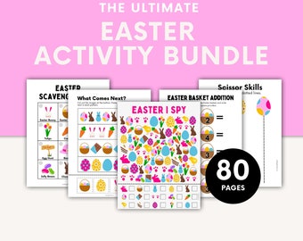 Easter Activity Bundle for Kids, Kid Games, Easter Coloring Pages, I Spy, Word Scramble, Easter, Word Search, Easter Party Games, Printable