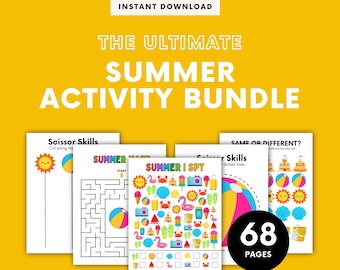 Summer Activity Bundle for Kids: 68 Printable Pages (Digital Download)