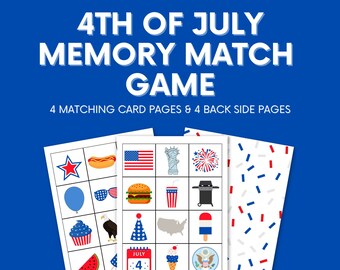 Gioco di abbinamento di memoria del 4 luglio, Gioco di abbinamento di memoria, Giochi in età prescolare, Gioco di abbinamento di memoria del 4 luglio, Gioco di abbinamento di memoria stampabile, Giochi patriottici