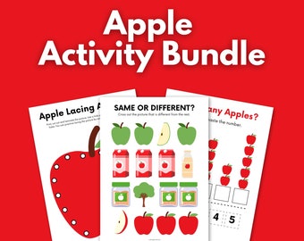Apple-aktivitetspaket för barn: Utskrivbara läroblad (digital nedladdning)