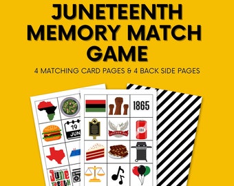 Juneteenth Memory Match Game, Printable Juneteenth Games, Juneteenth Activity, Juneteenth Party Game, Juneteenth Printable, Preschool