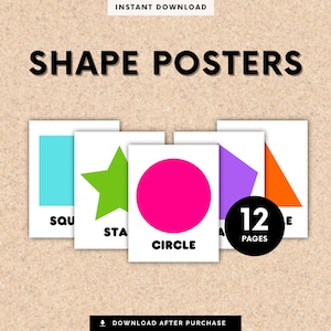 Classroom Shape Posters, Printable Classroom Decor, Elementary School Resources, Preschool, Printable for Teachers, Homeschool, Class Decor
