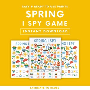 Spring I Spy Game for Kids, Spring Printable, Spring Activity, Look and Find, I Spy Game, Math Worksheet, Seek and Find, Counting Game
