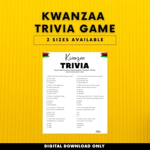 Kwanzaa Trivia Game, Kwanzaa Party Games, Kwanzaa Party, Educational Activity for Adults, Teens and Kids, Kwanzaa Printable, Kids & Adults