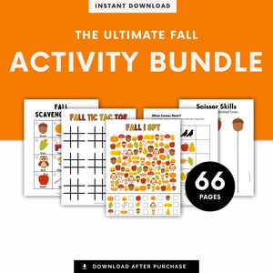 Fall Activity Bundle for Kids, Fall Activities, Autumn Activity Sheet, Fall Coloring Pages, Preschool, Elementary Resources, Fall Printable