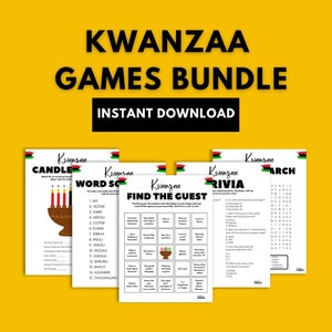 Kwanzaa Party Games, Kwanzaa Trivia Game, Kwanzaa Party, African American, Kwanzaa Bingo, Word Search, Kwanzaa Find the Guest, Kwanzaa Games