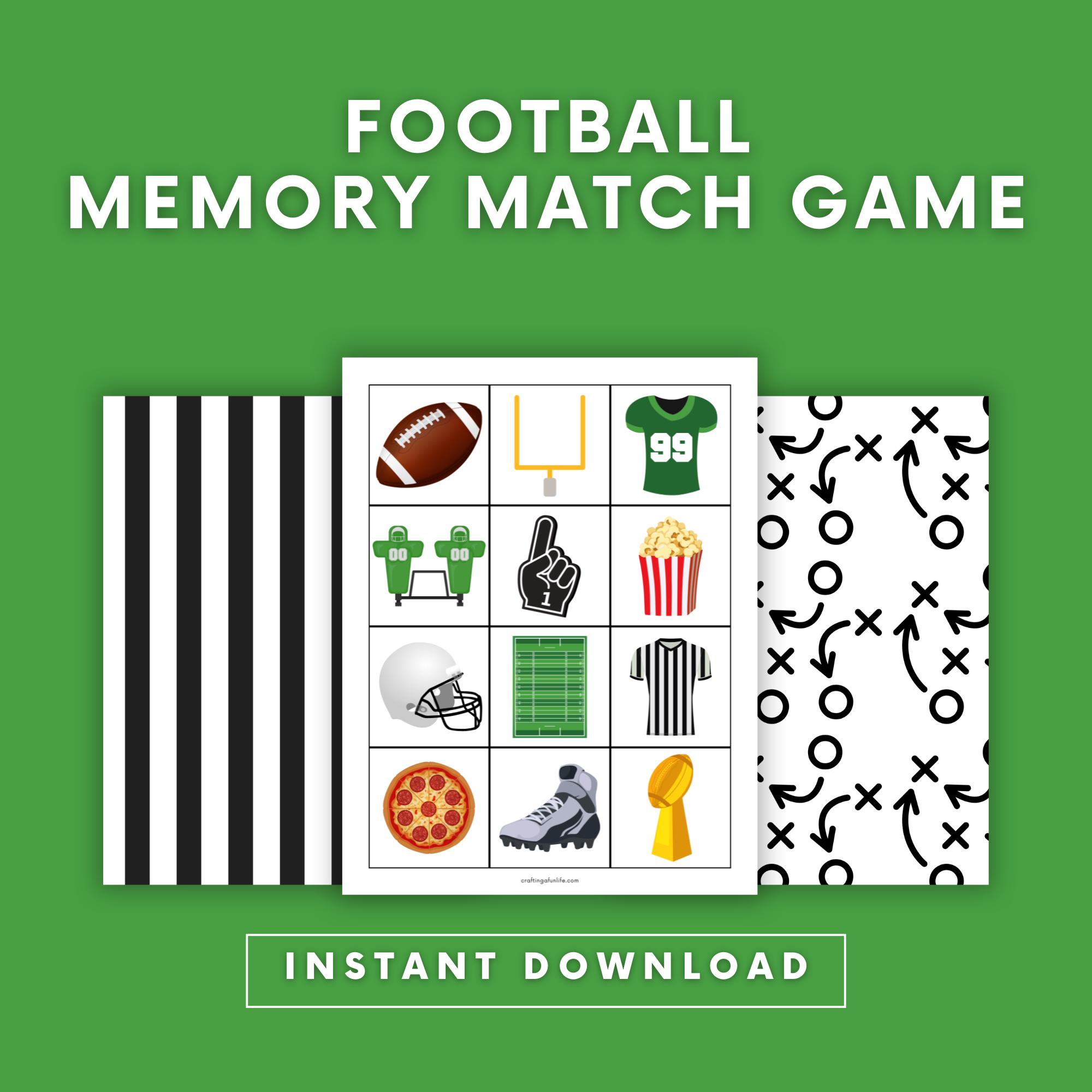Football Memory Match Game: Football Activity for Kids (digital ...
