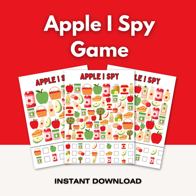 Apple Activity Bundle for Kids, Printable Learning Activity, Apple