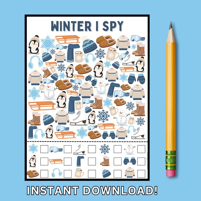 Winter I Spy Game for Kids: Winter Printable Activity (PDF) - Etsy