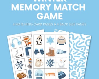 Winter Memory Match Game: Winter Activity for Kids (Digital Download)