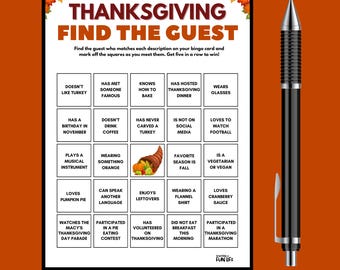 Thanksgiving Find the Guest Bingo Game (PDF)