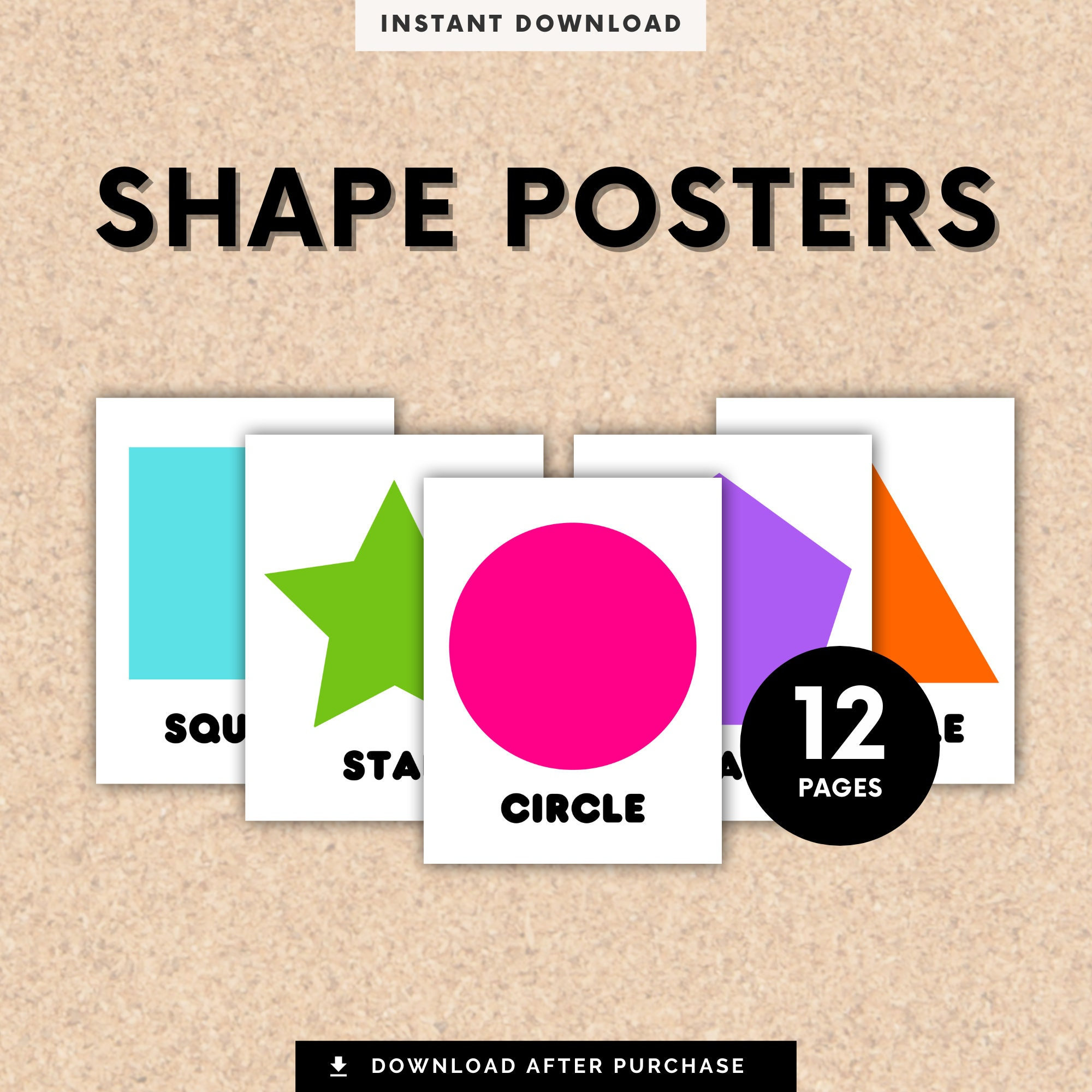 Classroom Shape Posters, Printable Classroom Decor, Elementary School Resources, Preschool, Printable for Teachers, Homeschool, Class Decor