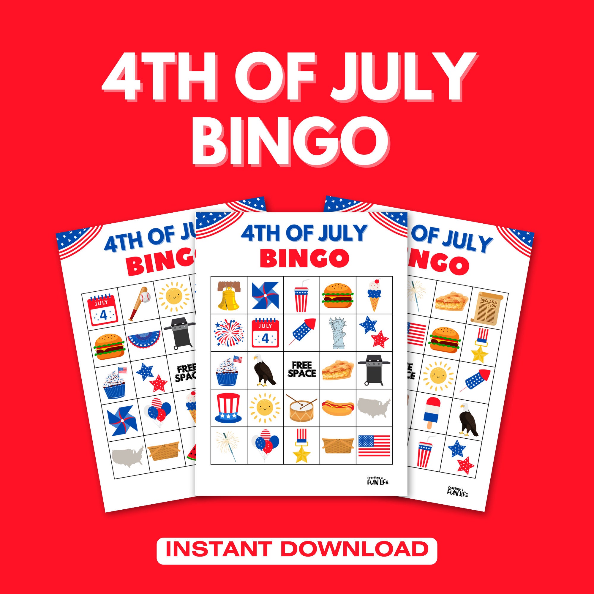 4th of July Bingo Game: Patriotic Party, 30 Unique Cards (PDF) - Etsy