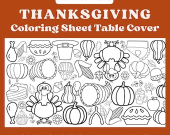Thanksgiving Kids' Coloring Table Cover: Printable Activity Sheet (PDF)