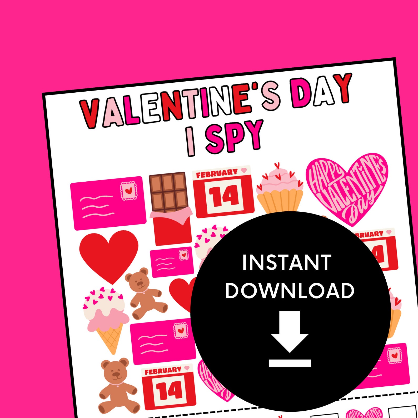 Valentine's Day I Spy Activity, Valentine's Day Classroom Activity ...