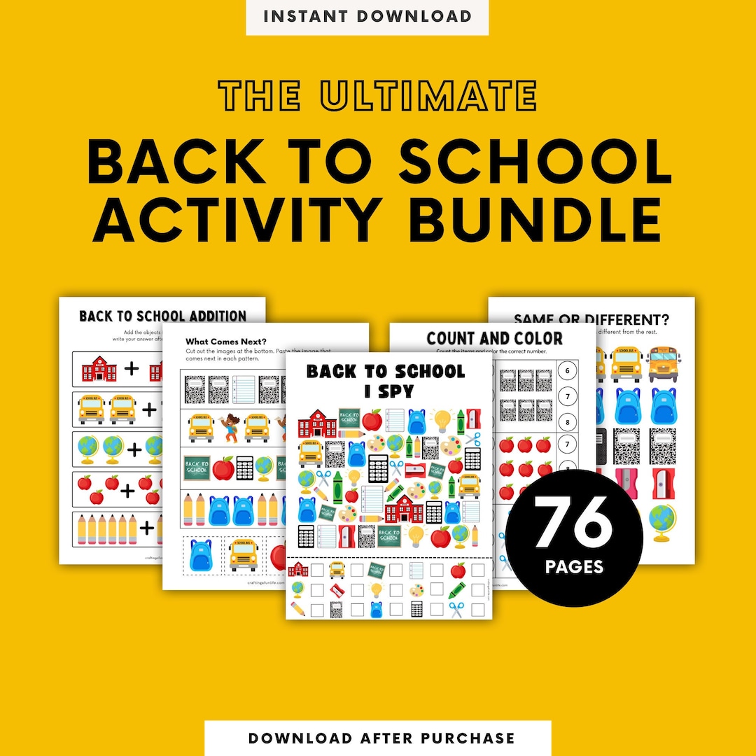 Back to School Activity Bundle: 76 Pages of Printable Games (digital ...