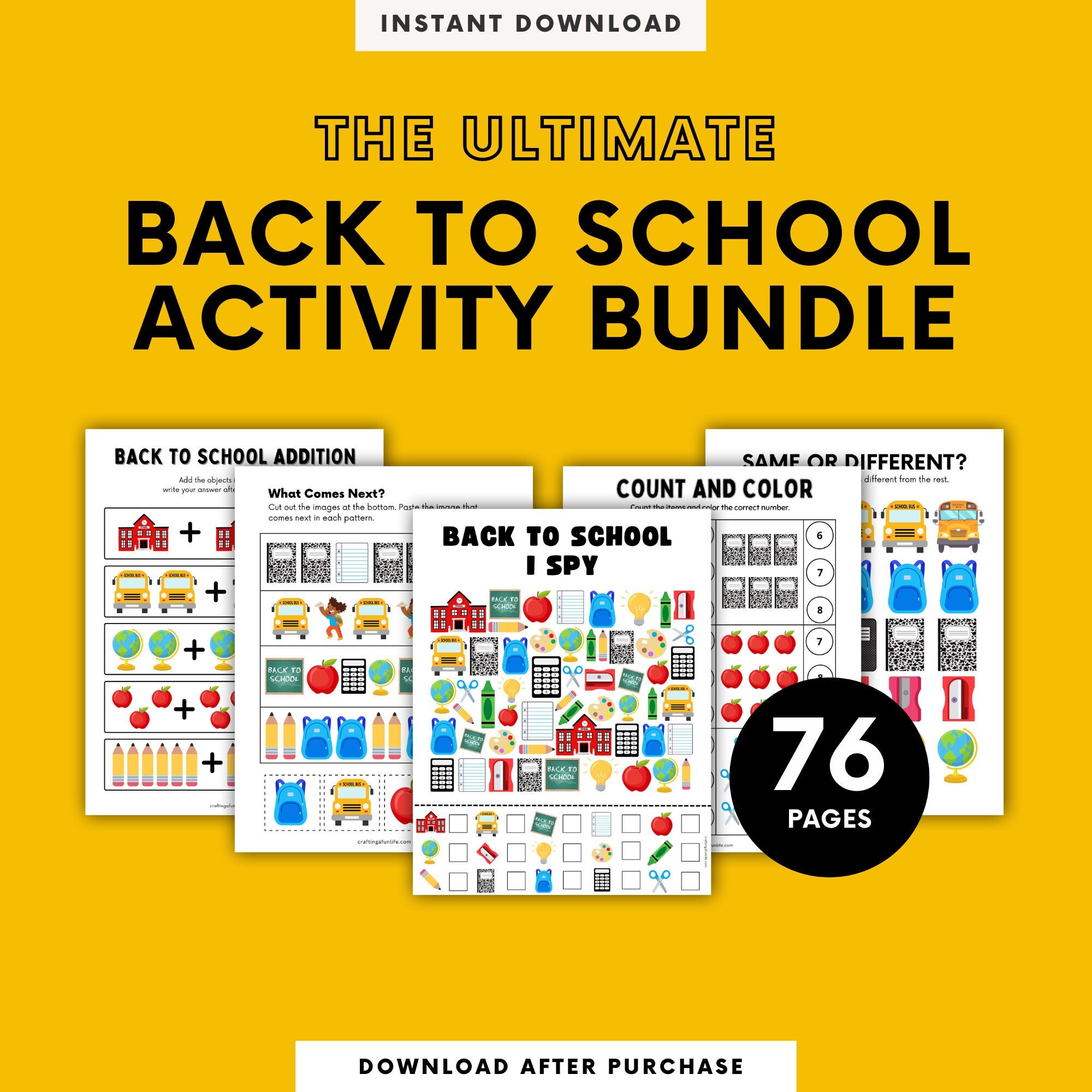 Back to School Activity Bundle: 76 Pages of Printable Games (digital ...