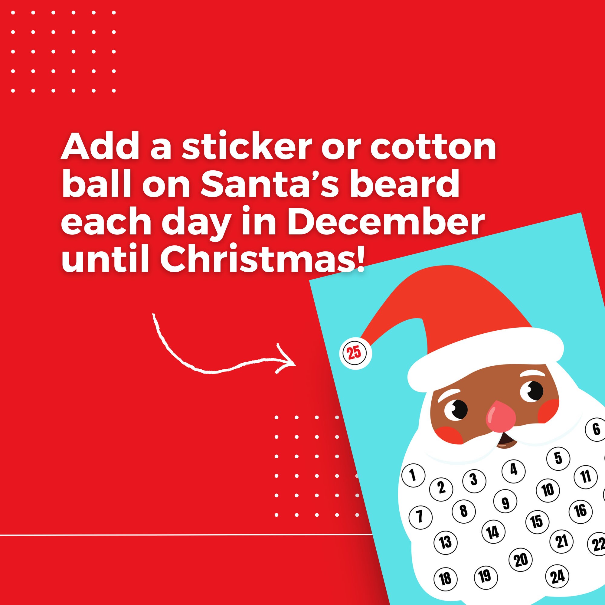 Kids Christmas Santa Advent Calendar, Christmas Printable, Santa's