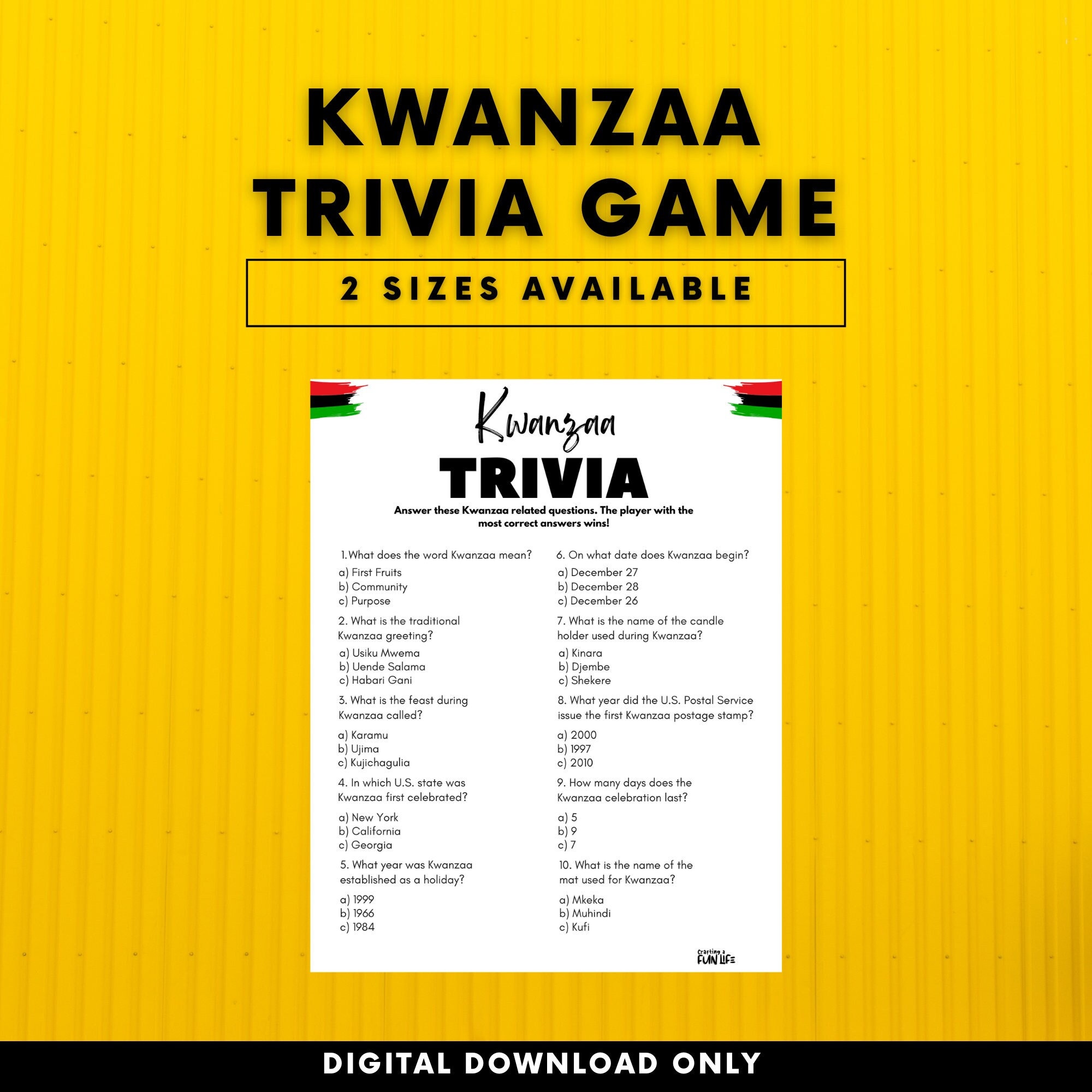 Kwanzaa Trivia Game, Kwanzaa Party Games, Kwanzaa Party, Educational