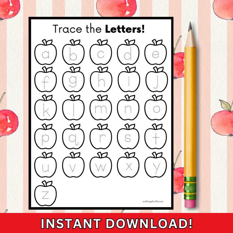 Apple Activity Bundle for Kids, Printable Learning Activity, Apple