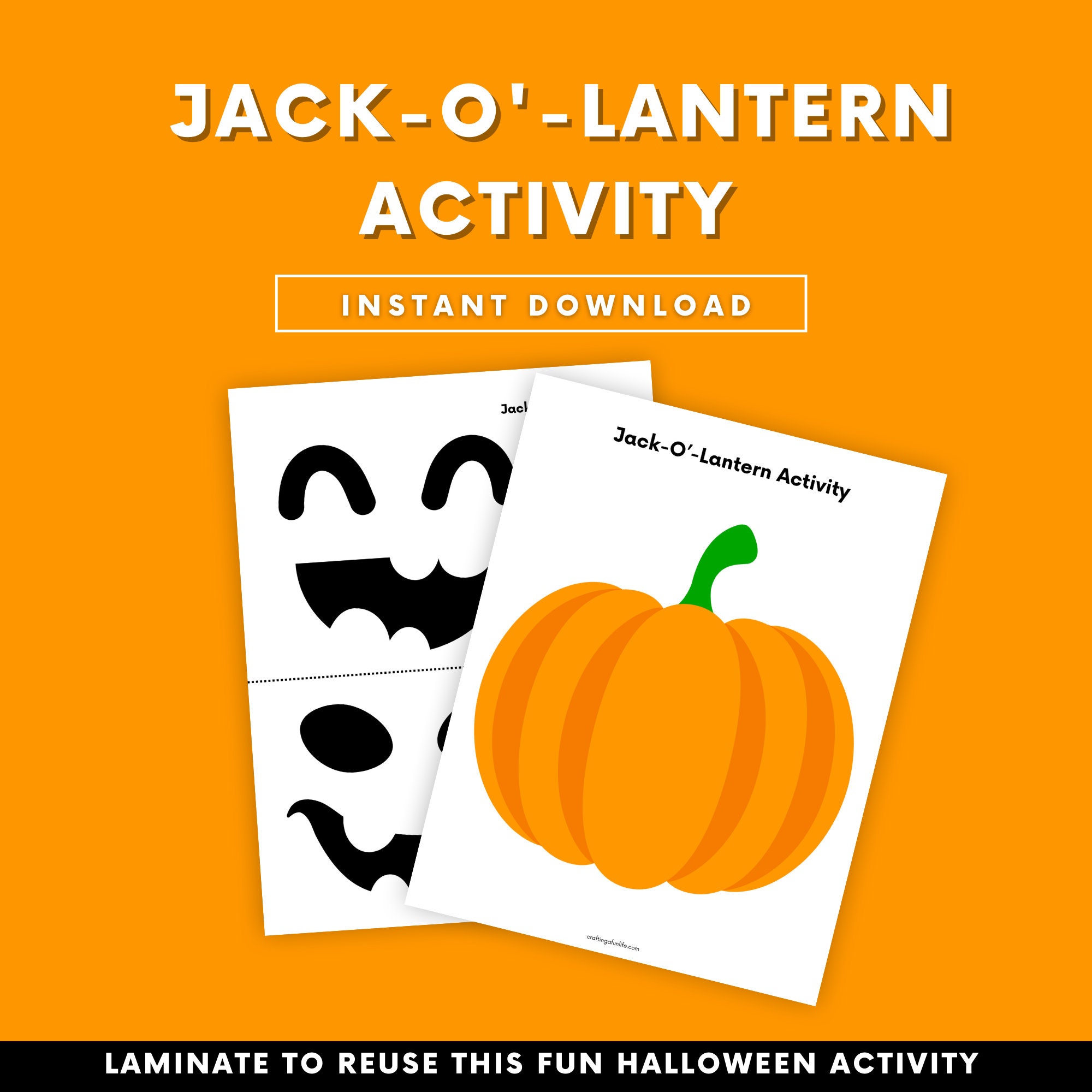 Halloween Jacko'lantern Activity, Pumpkin Printable, Printable