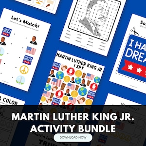 Martin Luther King Jr Activity Bundle, MLK Day Printable, Classroom Activity for MLK, Black History Month Activity, Martin Luther King Jr.