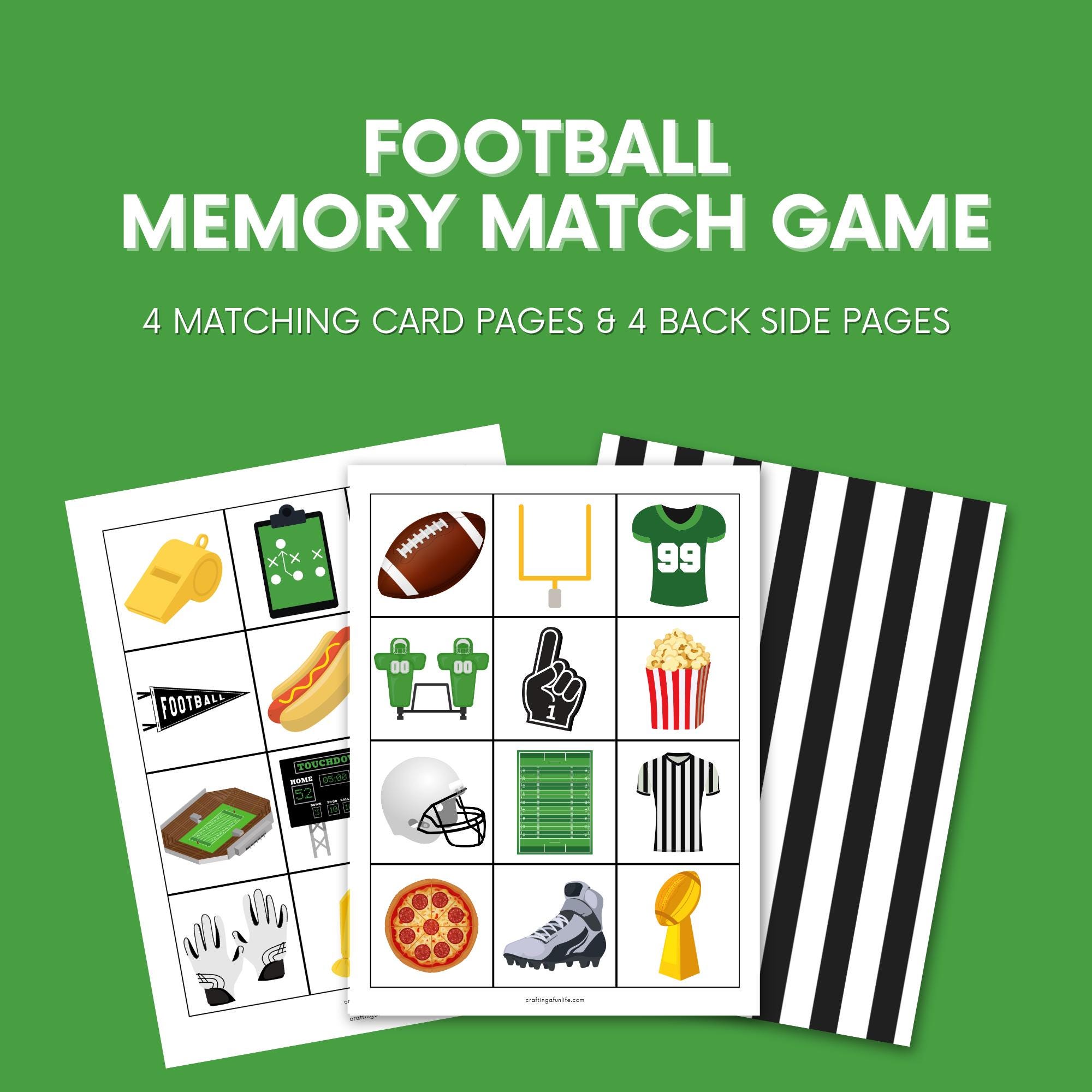 Football Memory Match Game: Football Activity for Kids (digital ...