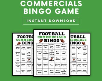 Football Commercials Bingo | Big Game Party, 30 Printable Cards (Digital Download)