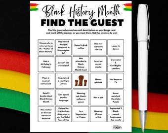 Black History Month Bingo Game: Mix and Mingle Party (PDF)
