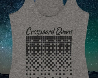 Crossword Queen Racerback Tank Top - Gift for Her - Gift for Grandma - Gift for Sister - Gift for Mom - Gift for Daughter