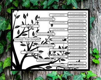 Family Tree Chart 5 Generations Pedigree | Instant Download | Printable Worksheet