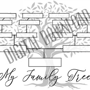 Simple Family Tree Chart 4 Generations | Instant Download | Printable ...