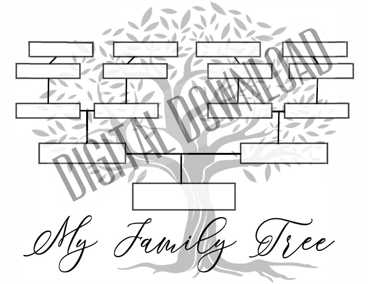 Simple Family Tree Chart 4 Generations Instant Download Printable ...