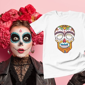 Día de los Muertos Skull T-Shirt - Day Of The Dead - Sugar Skull - Mexican Holiday - Mexico  - Halloween Costume - Halloween Party Shirt