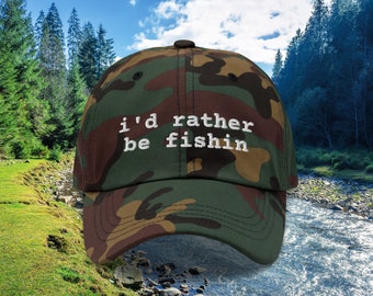 I'd Rather Be Fishin Hat (Camouflage Line) | Gift for Dad, Grandpa, Brother, Uncle, Boyfriend, Husband