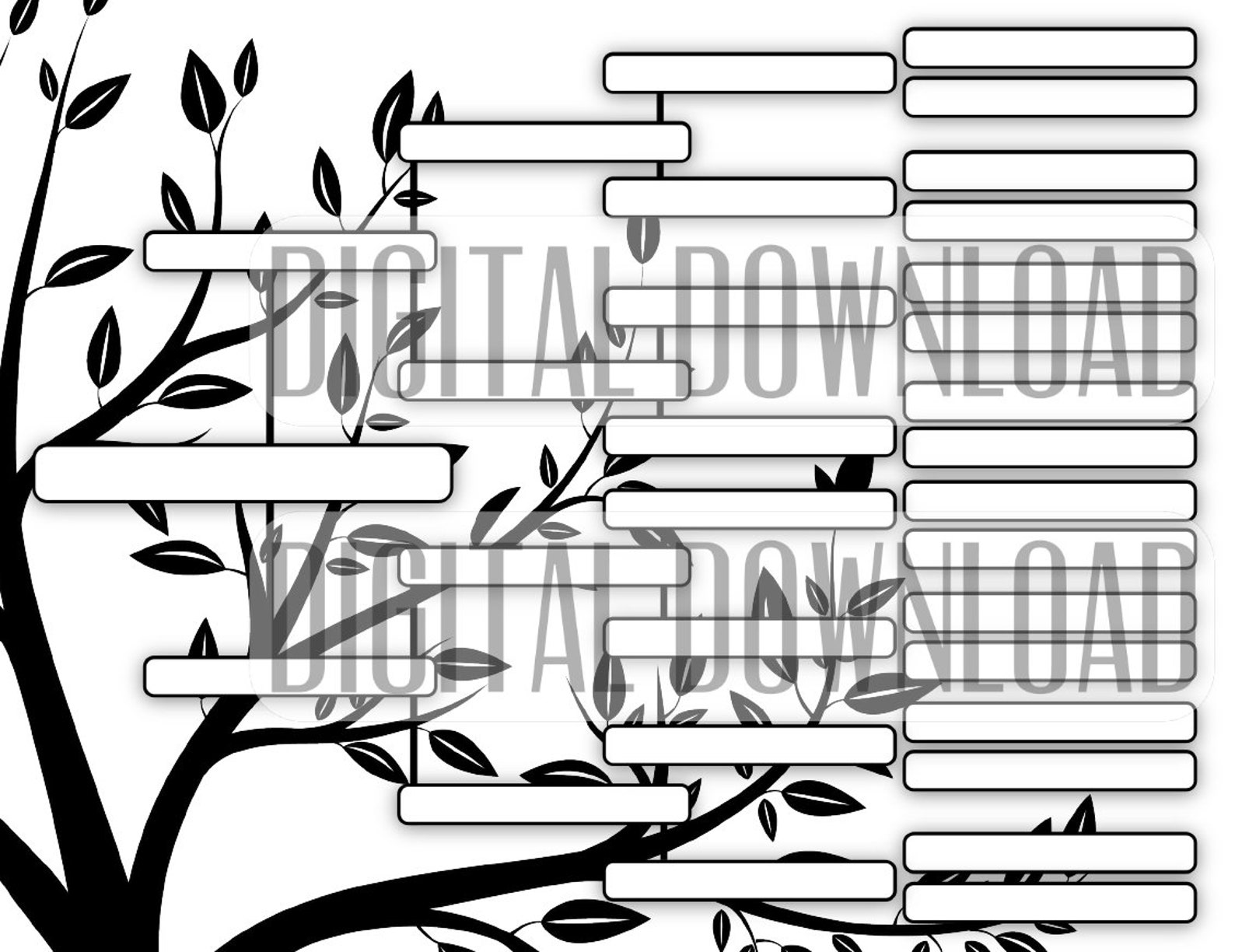 Family Tree Chart 5 Generations Pedigree | Instant Download | Printable ...
