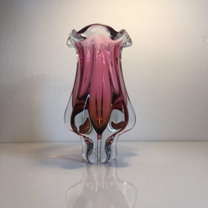 Bohemian Czech Chribska Glassworks Art Glass Royalit Cranberries Vase  by Josef Hospodka