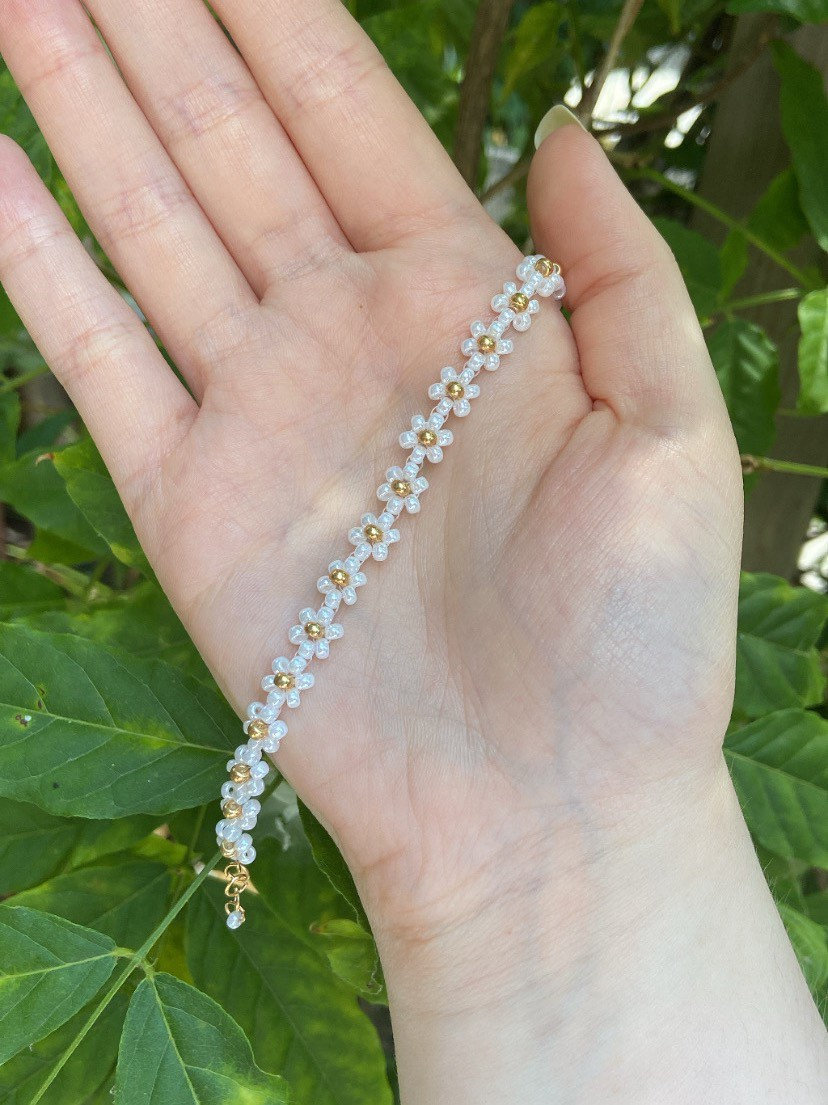 White Mother of Pearl Bracelet - Floral Jewelry - Officewear Jewellery -  Gift for Girl Friend - Varij Floral Bracelet by Blingvine