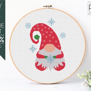 Snowflake Gnome Cross Stitch Pattern PDF, Gnome Embroidery Pattern, Snowflake Pattern, Christmas Pattern, Merry Christmas