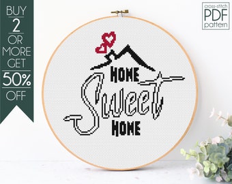 Home Sweet Home Cross Stitch Pattern PDF, Home Sign Cross Stitch, Modern Cross Stitch, Welcome Home, Embroidery Pattern, Beginner, Counted