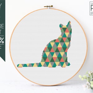 Cat Cross Stitch Pattern PDF, Cat Mom Cross Stitch, Animal, Cute, Cat Lover, Home Decor, Modern Cross Stitch, Embroidery Pattern, Beginner