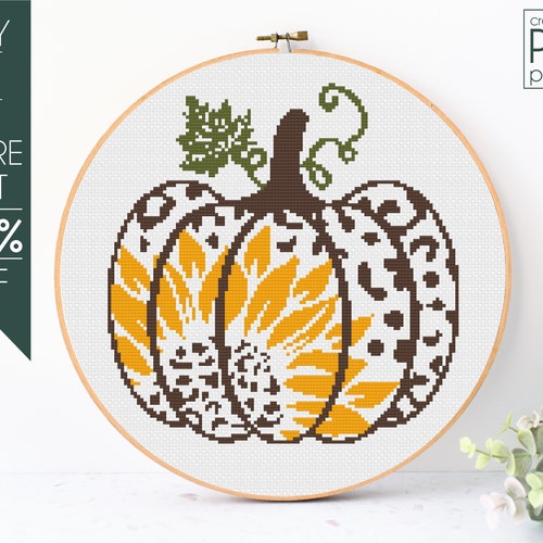 Pumpkin Cross Stitch Pattern PDF Fall Cross Stitch Swirly - Etsy