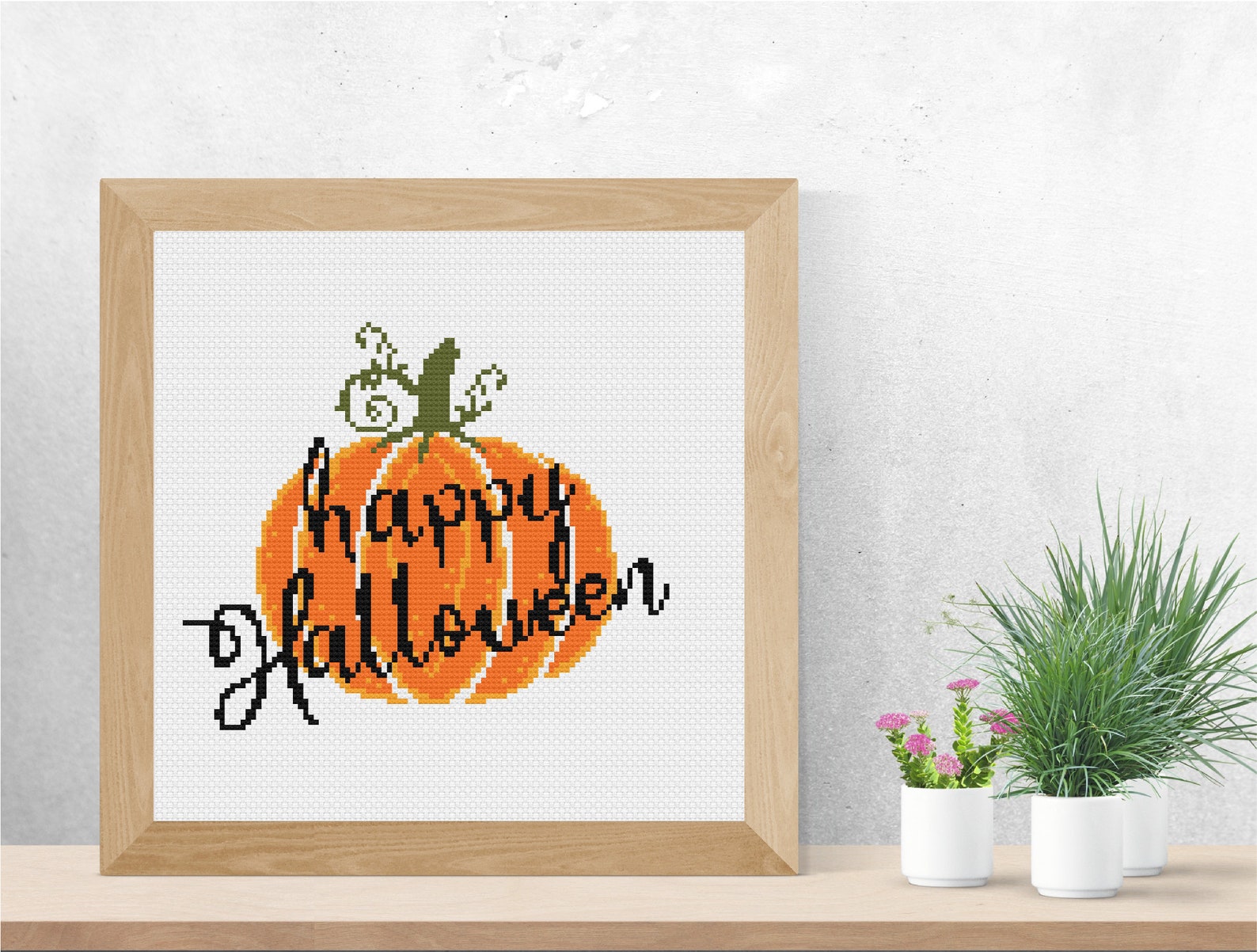 Happy Halloween Cross Stitch Pattern PDF, Pumpkin Cross Stitch, Spooky ...