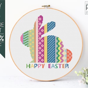 Easter Bunny Cross Stitch Pattern PDF, Spring Embroidery Pattern, Happy Easter, Spring,Cute Bunny Pattern, Rabbit Cross Stitch, Hello Spring