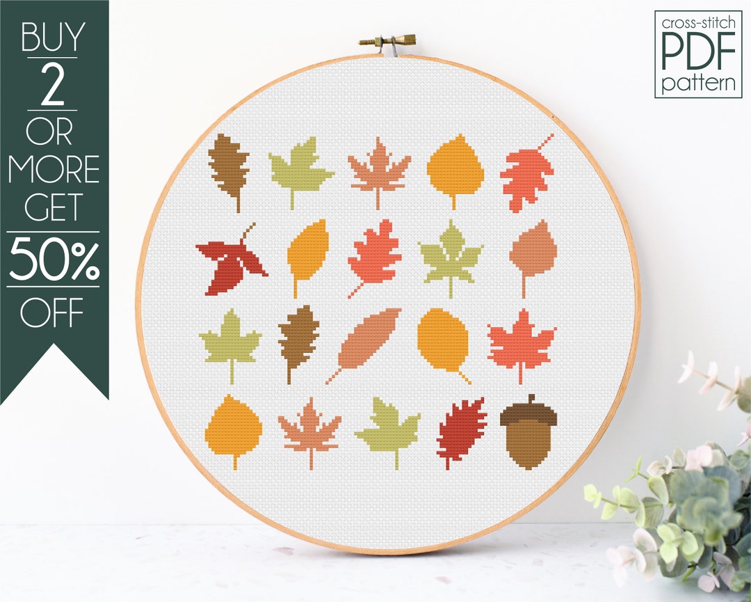 Autumn Leaves Cross Stitch Pattern PDF, Leaves Cross Stitch, Hello ...