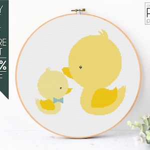 Duck Family Cross Stitch Pattern PDF, Mother’s Day Embroidery Pattern, Family, Baby and Mom, Animal, Mothers Day, Daughter