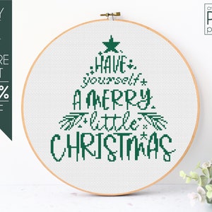 Schema punto croce albero di Natale in PDF, Buon Natale, Inverno, Schema ricamo, Principiante
