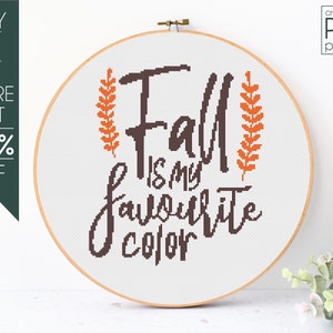 Fall Cross Stitch Pattern PDF, Modern Cross Stitch, Fall, Pumpkin, Thanksgiving, Halloween, Autumn, Embroidery Pattern, Beginner